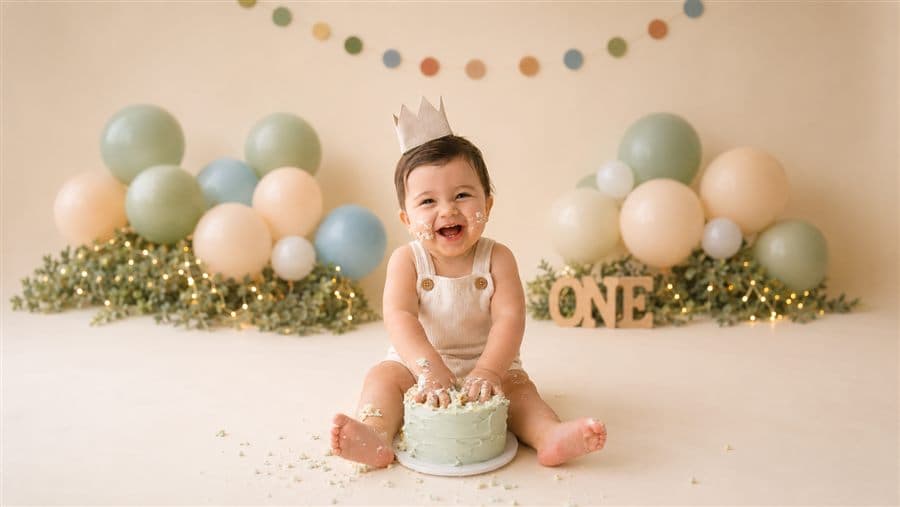 A baby's first birthday cake smash, the kind of memory Memora's AI Stories are drafted from